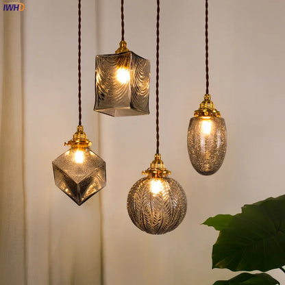 Decorbites™ Japanische Glasanhängerleuchten: Industrieller Vintage-Stil für Schlafzimmer, Wohnzimmer, Kupfer-Dekor