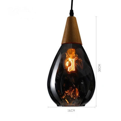 Glass Wood Pendant Lamp