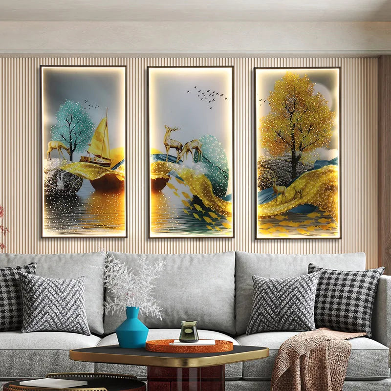 Modern LED Wall Sconce Gold Set Of 3 Foyer