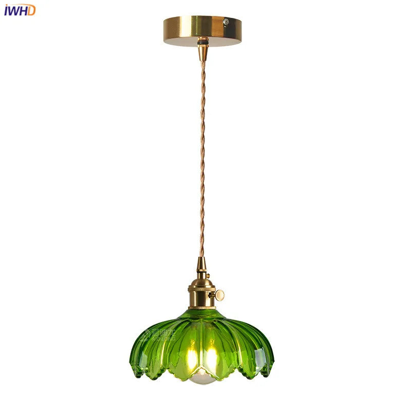 Decorbites™ Grüne Glas-Hängeleuchte - Kupfer Nordische Moderne Pendelleuchten für Schlafzimmer, Bar, Restaurant