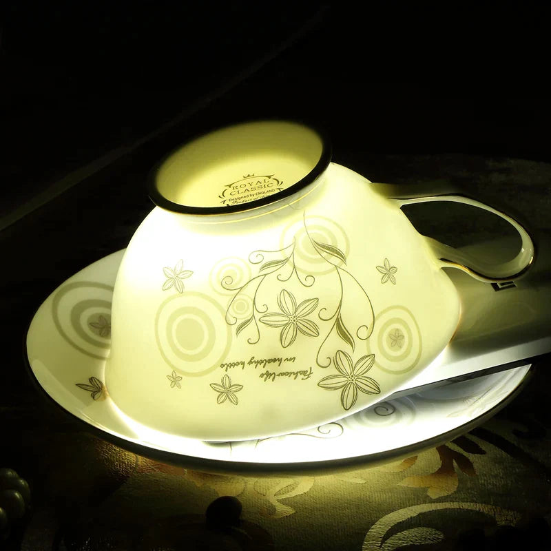 DecorBites™ Elegant Ceramic Tea Cup Set 200ml British Porcelain Coffee Cup