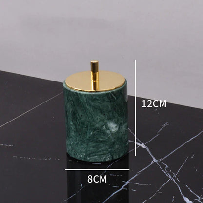 DecorBites™ Dark Green Marble Bathroom Set - Nordic Light Luxury Tray Toothbrush Holder Soap Dispenser Kit