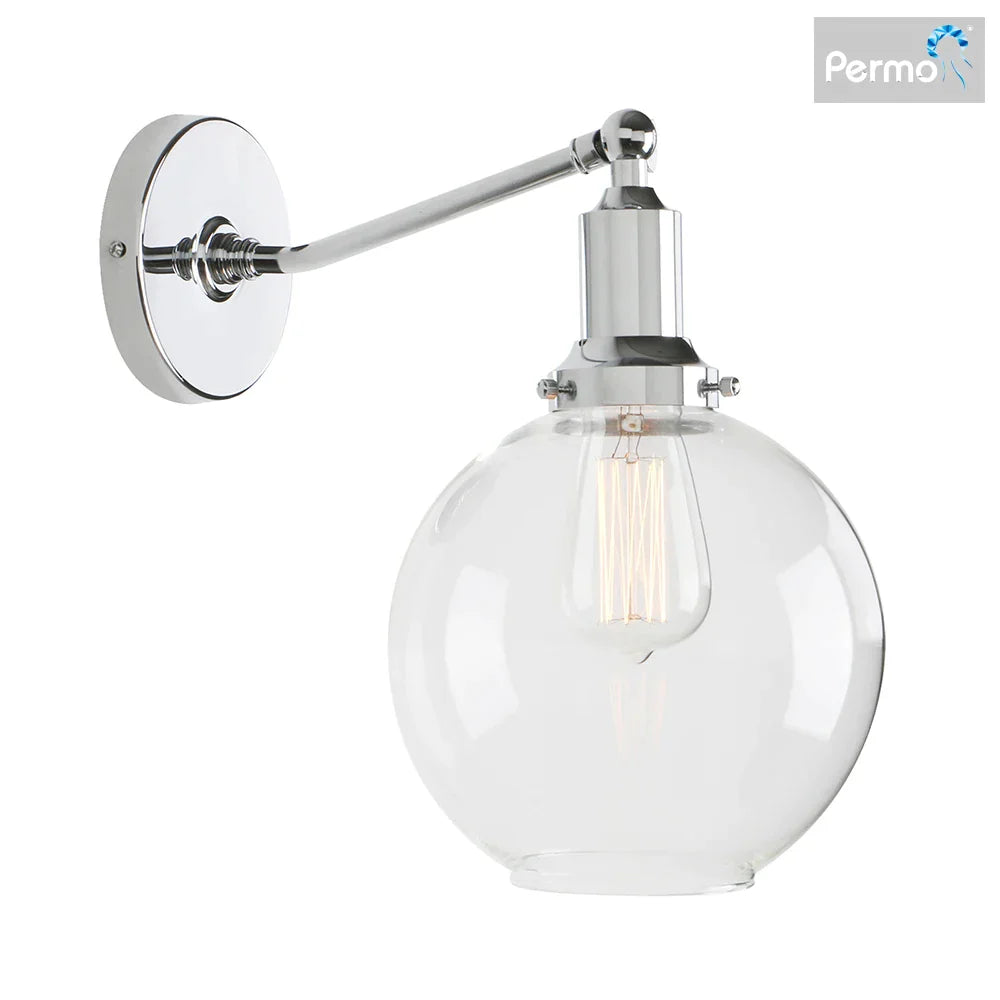 Decorbites™ Industrielle Vintage Wandarmleuchte mit klarem Glas-Schirm Fixt