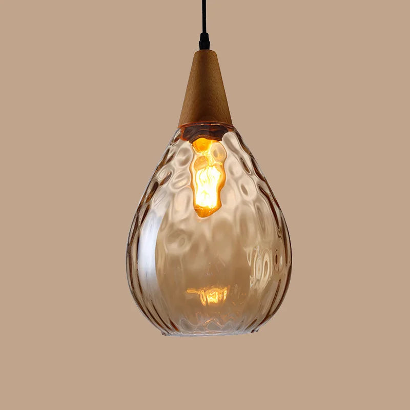 Glass Wood Pendant Lamp