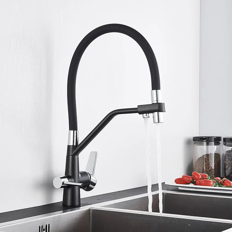 Decorbites™ Zweispülfilter-Mischbatterie mit 360° Drehung für Wasserreinigung Küchenarmatur