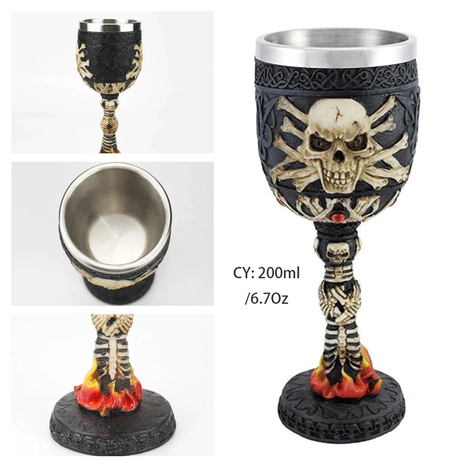 Decorbites™ Drachenschädel-Becher: Gotisches Harz Edelstahl-Weinglas für Cocktailbar-Partys