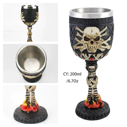 Decorbites™ Drachenschädel-Becher: Gotisches Harz Edelstahl-Weinglas für Cocktailbar-Partys