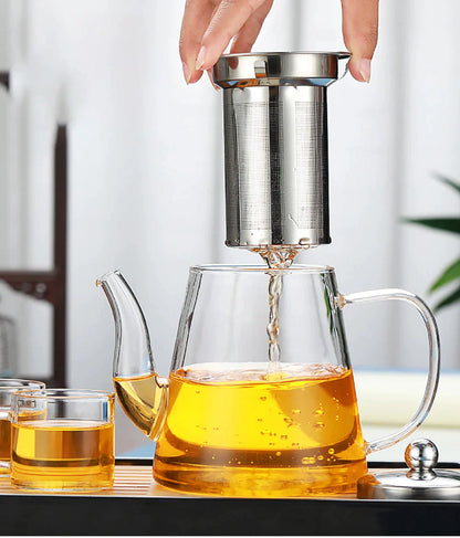 Decorbites™ Glas-Teekanne mit Infuser: Gefilterte Teekanne für Oolong, Puer, Kaffee und Blumentee