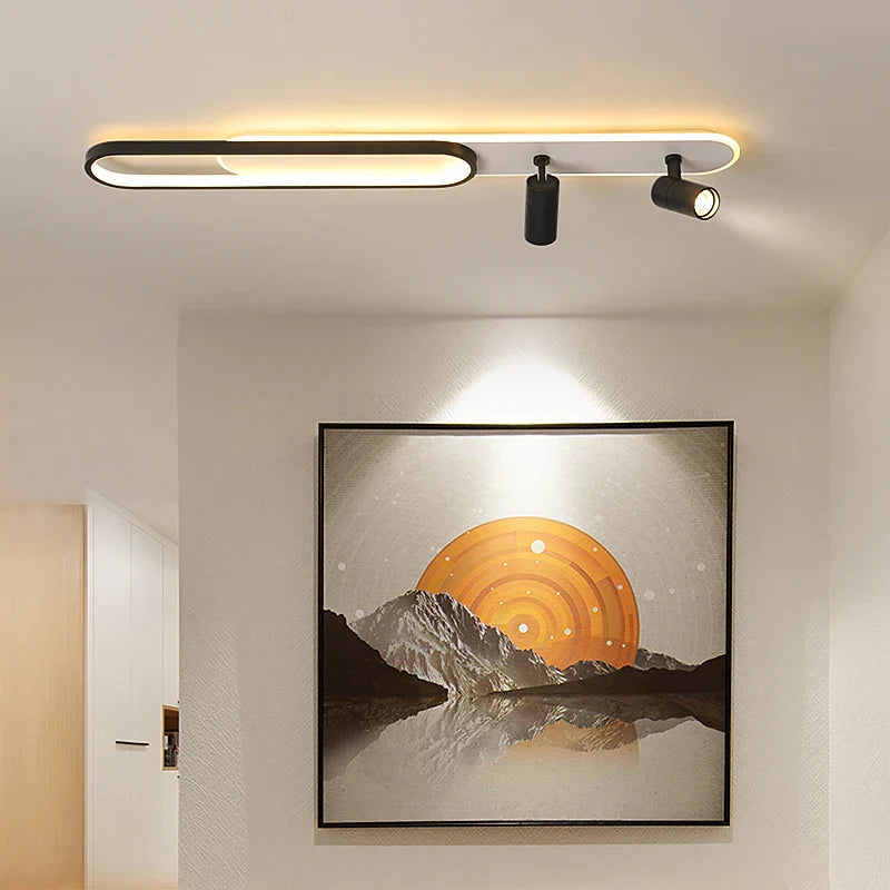 DecorBites™ Acrylic LED Chandelier with Spotlights, Black/Gold, Living Room Bedroom Lighting