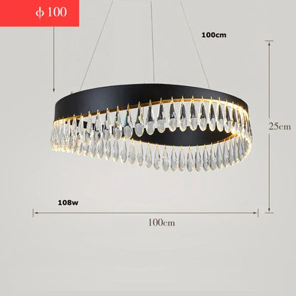 DecorBites™ Golden Crystal Stainless Steel Chandelier for Dining Room