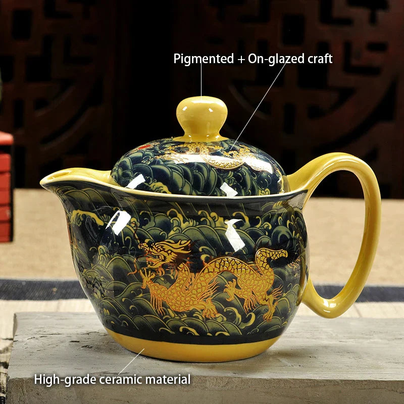 Decorbites™ Drachen-Teekanne-Teeset, Porzellan-Kung-Fu-Teegerät für Pu-Erh-Oolong-Zeremonie