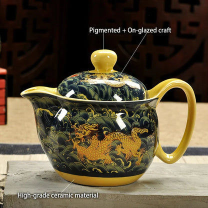 Decorbites™ Drachen-Teekanne-Teeset, Porzellan-Kung-Fu-Teegerät für Pu-Erh-Oolong-Zeremonie