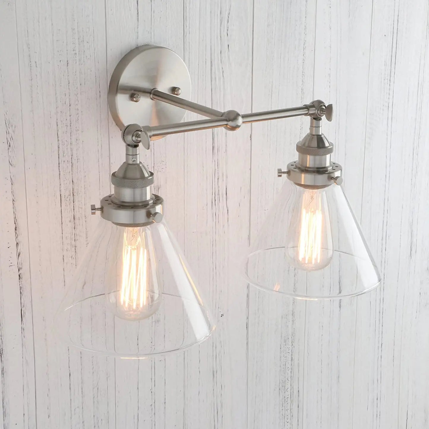 Decorbites™ Trichter-Glas-Metall-Wandleuchte mit Doppellampenkopf Wandarmatur