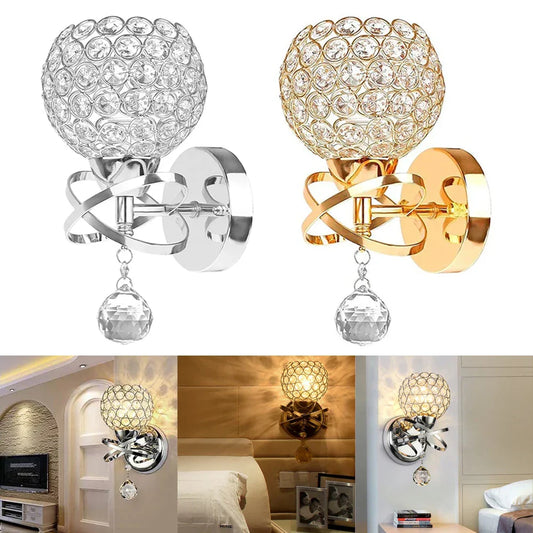 DecorBites™ Crystal Wall Lamp Sconce E14 Retro Industrial Light Fixture for Home Living Room