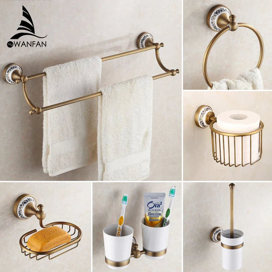 Decorbites™ Badezimmer-Hardware-Set: Toilettenpapierhalter, Handtuchhalter, Taschentuchhalter, Becherhalter, Bademantel-Haken