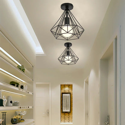 DecorBites™ Iron Cage Ceiling Lamp: Modern Nordic LED Light Fixture for Kitchen, Living Room, Bedroom