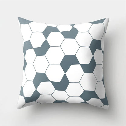 DecorBites™ Geometric Star Print Pillow Cover for Home Decor - Black & White Square Texture