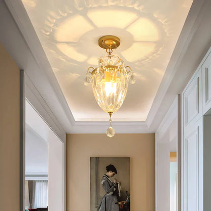 DecorBites™ Gold Crystal Round Ceiling Chandelier for Living Room LED Light Fixtures