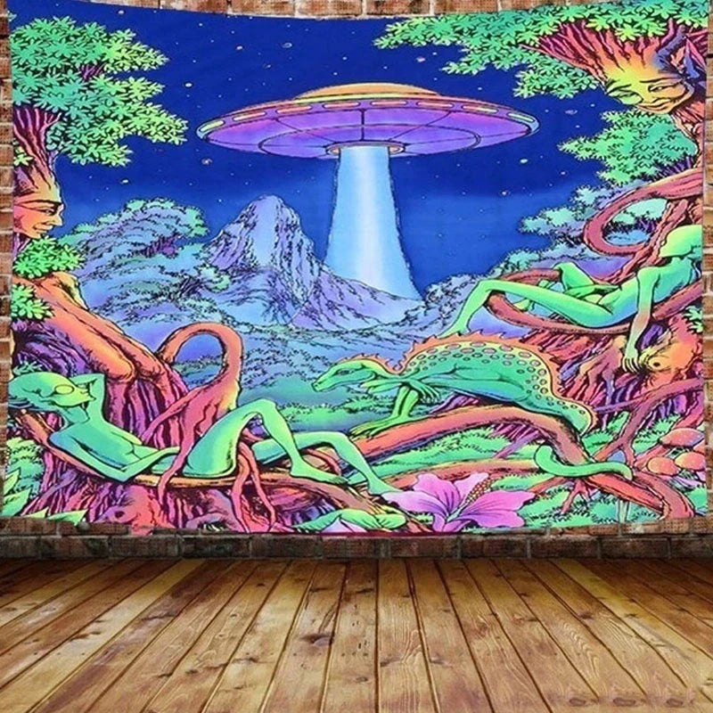 Decorbites™ Illusorisches Pilzkunst-Gobelin - Buntes Hippie-Wandbild