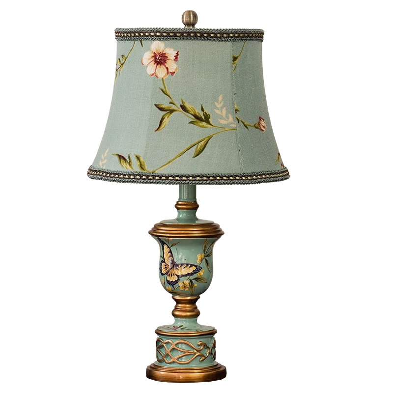 DecorBites™ Green Resin Table Lamp: Retro Bedside Lamp for Bedroom Décor