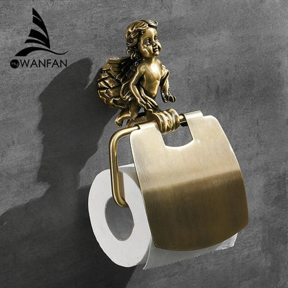 Decorbites™ Klassischer Engel Gold Toilettenpapierhalter Wandmontiert für Badezimmer Zuhause