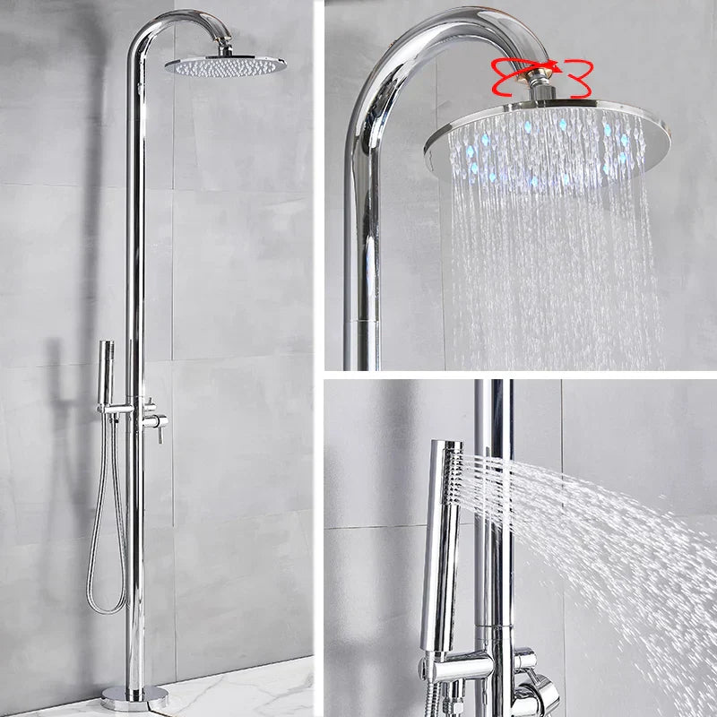 DecorBites™ LED Black Outdoor Shower Set with 10" Rainfall Head