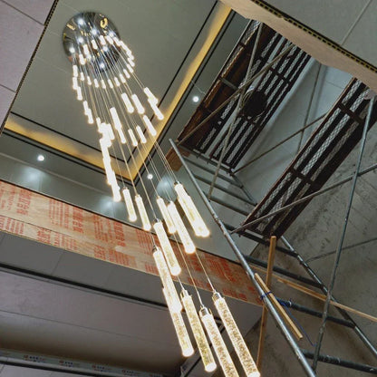 DecorBites™ Golden LED Crystal Chandelier for Living Room Staircase