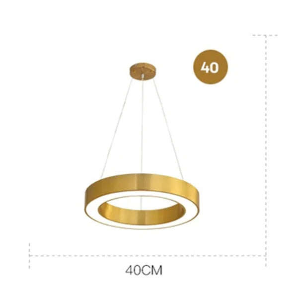DecorBites™ Gold Copper Pendant Lights Nordic LED Hanging Lamp Modern Circle Ring Suspension