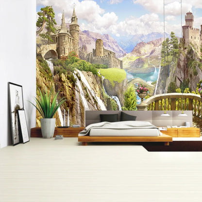 Decorbites™ Grüne Pflanzenlandschaft Wandteppich | Boho Wandbehang für Stadt Schlossberg