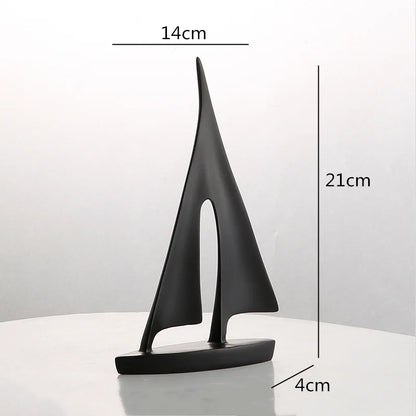 DecorBites™ Abstract Resin Sailboat Ferry Triangle Ornament - Golden Home Decor Craft