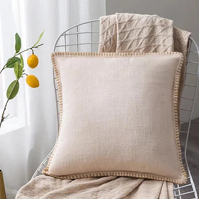 Decorbites™ Leinen-Fransen-Kissenbezug: Blau Grau Gelb Rot Grün für Sofa Bett