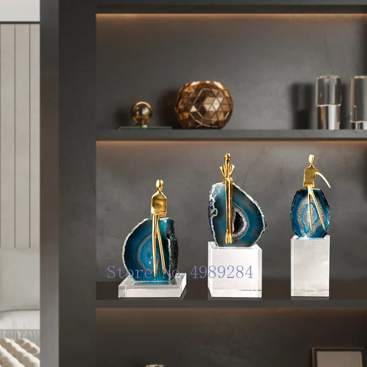 Decorbites™ Achat-Kristall-Goldskulptur - Modernes Wohnaccessoire