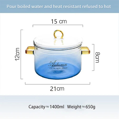 DecorBites™ Gradient Color Glass Saucepan Pot | Heat-Resistant Casserole Cookware