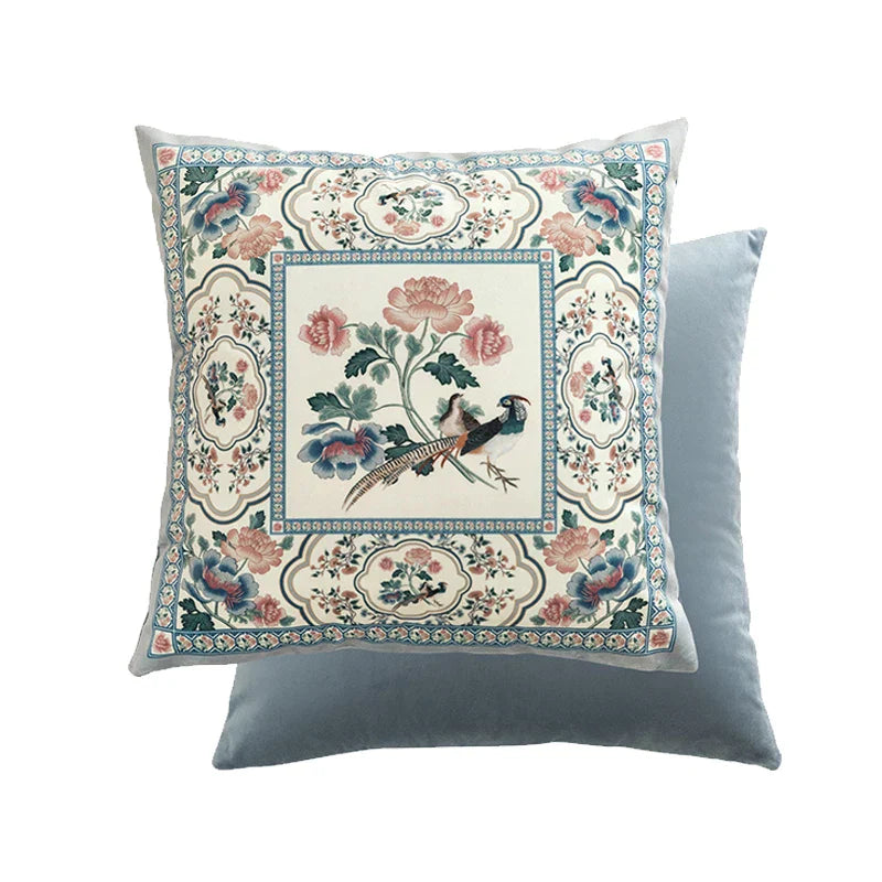 Decorbites™ Vogelgezwitscher & Blumenduft Chinesisches Muster Kissenbezug für Sofa & Bett