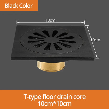 Decorbites™ Schwarze Messing Duschraster Ablauf Abdeckung Boden Quadratisch Kunstvoll Geschnitztes Gitter Becken SY-073R