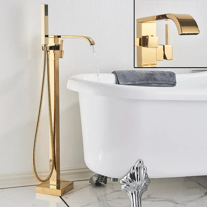 Decorbites™ Gold freistehender Badewannenarmatur mit Handbrause