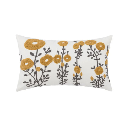 DecorBites™ Embroidered Daisy Floral Fish Pillow Cover 45x45cm/30x50cm Yellow Blue