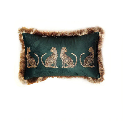 Decorbites™ Leopard Gepard Wildtiere Tiere Print Fransen Dekokissenbezug – Couch Sofa