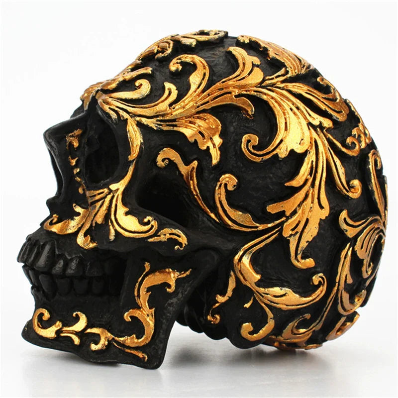 Decorbites™ Goldener Skelett-Schädel Harz-Statue Miniaturen für Heim- und Büro-Dekoration