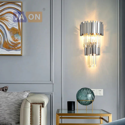 Decorbites™ Kristall Goldene LED Wandleuchte Edelstahl Postmodern Art Deco Wandlampe