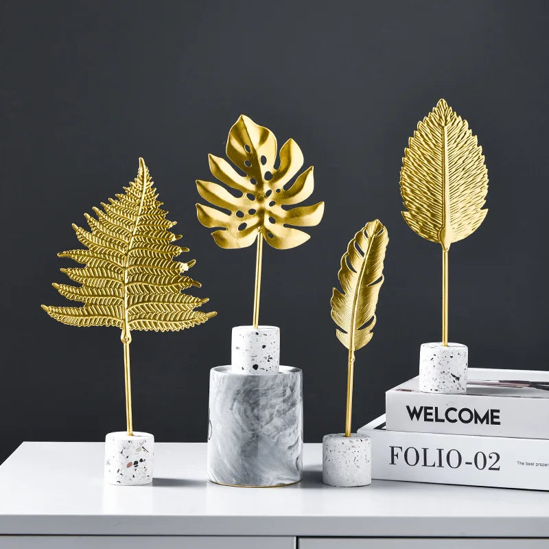 Gold Leaf Marble Sculpture
