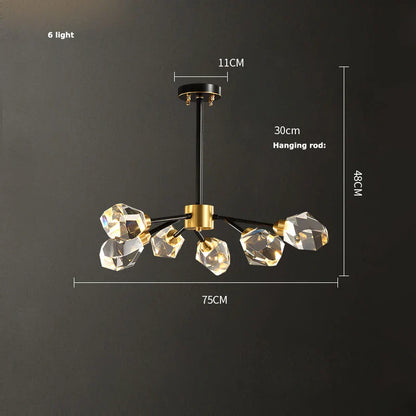 DecorBites™ Black Crystal Copper Chandelier LED Hanging Lamps for Dinning Room