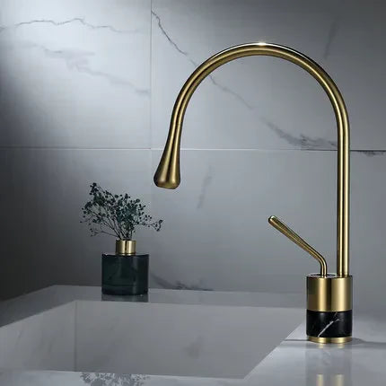 Gold Marble Basin Faucet Tall Style