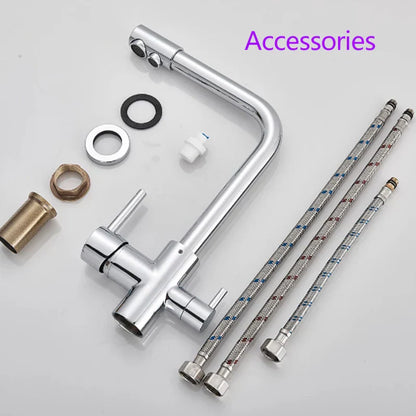 Decorbites™ Zweifachauslauf Chrom Küchenarmatur Wasserfilter Mischbatterie