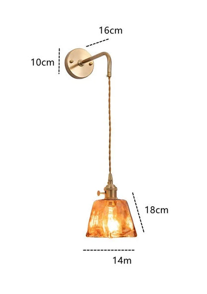 Decorbites™ Bernstein-Glas-Wandleuchte-Schalter, Moderne Kupfer-LED-Lampe für Zuhause, Schlafzimmer, Wohnzimmer