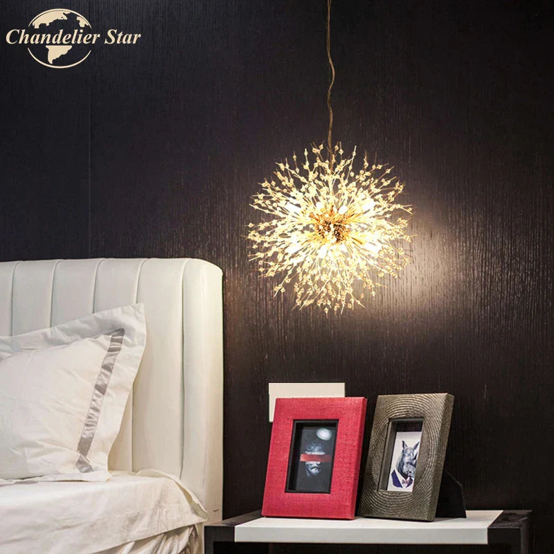 Decorbites™ Kristallstern-LED-Kronleuchter – Art-Deco-Löwenzahn-Hängeleuchte für die Wohnraumausstattung