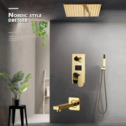 Gold Rainfall Shower Faucet With Digital Display