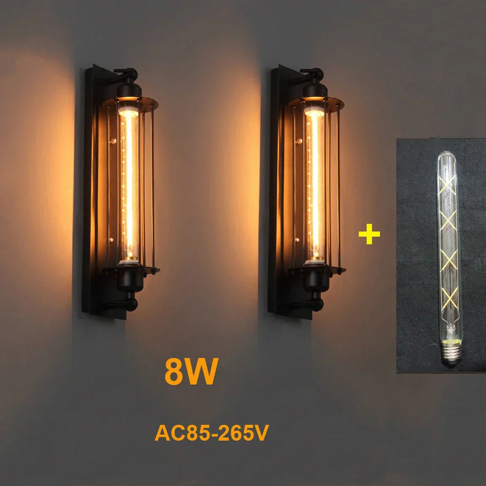 DecorBites™ Industrial Wall Lamp Black Silver Copper 8W LED Sconce Light for Bedroom Café