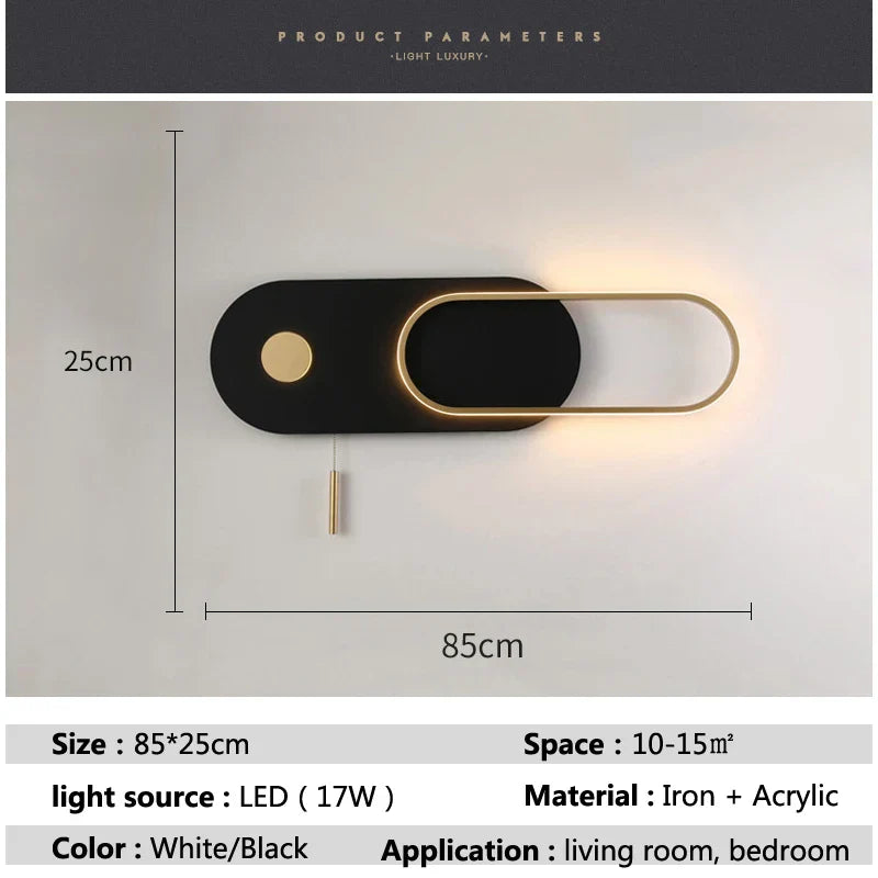 Decorbites™ LED-Wandleuchte Nordisches Design Modernes Wohnzimmer Schlafzimmer 17W Schwarz Weiß