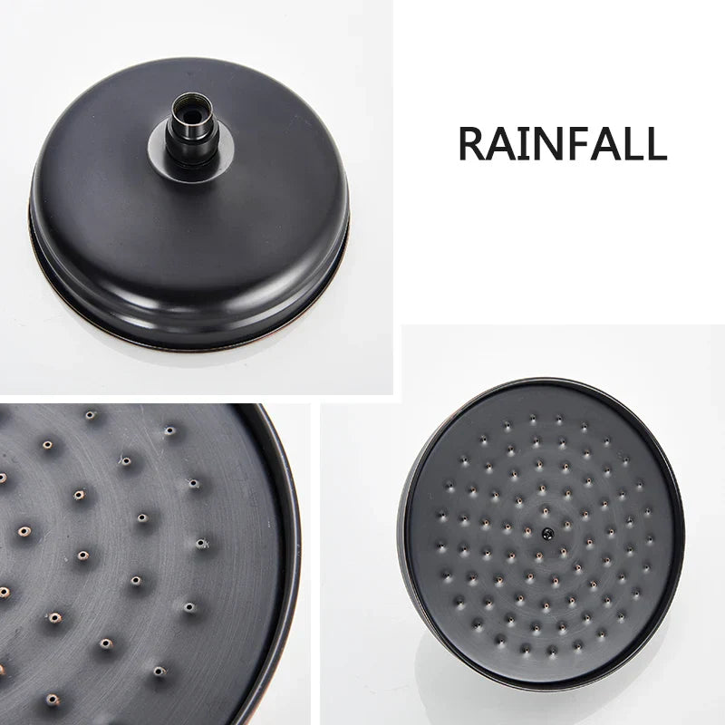 Decorbites™ Schwarze Messing-Regendusche-Mischbatterie-Set mit 8" Brausekopf und Handbrause